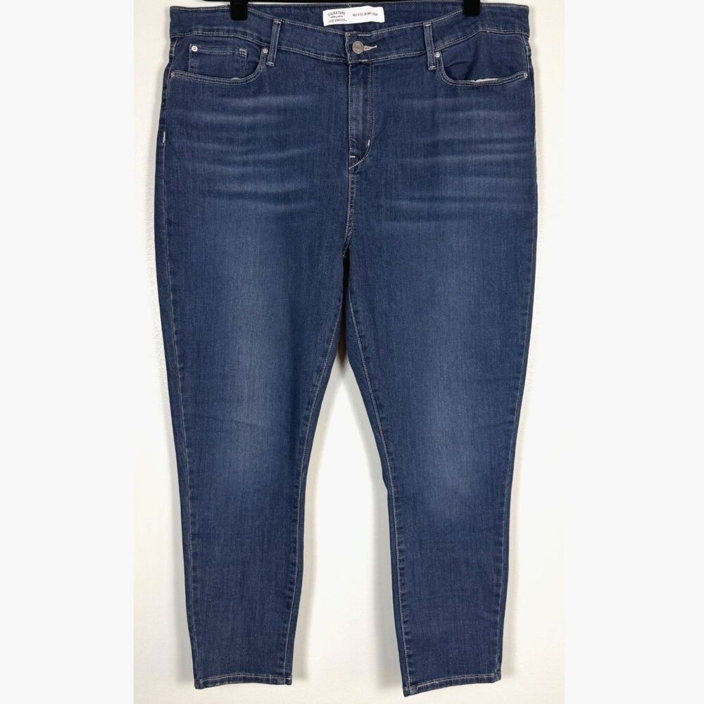 Levi Strauss Signature Skinny Jeans Womens 20W Mid Rise Crop Stretch Denim